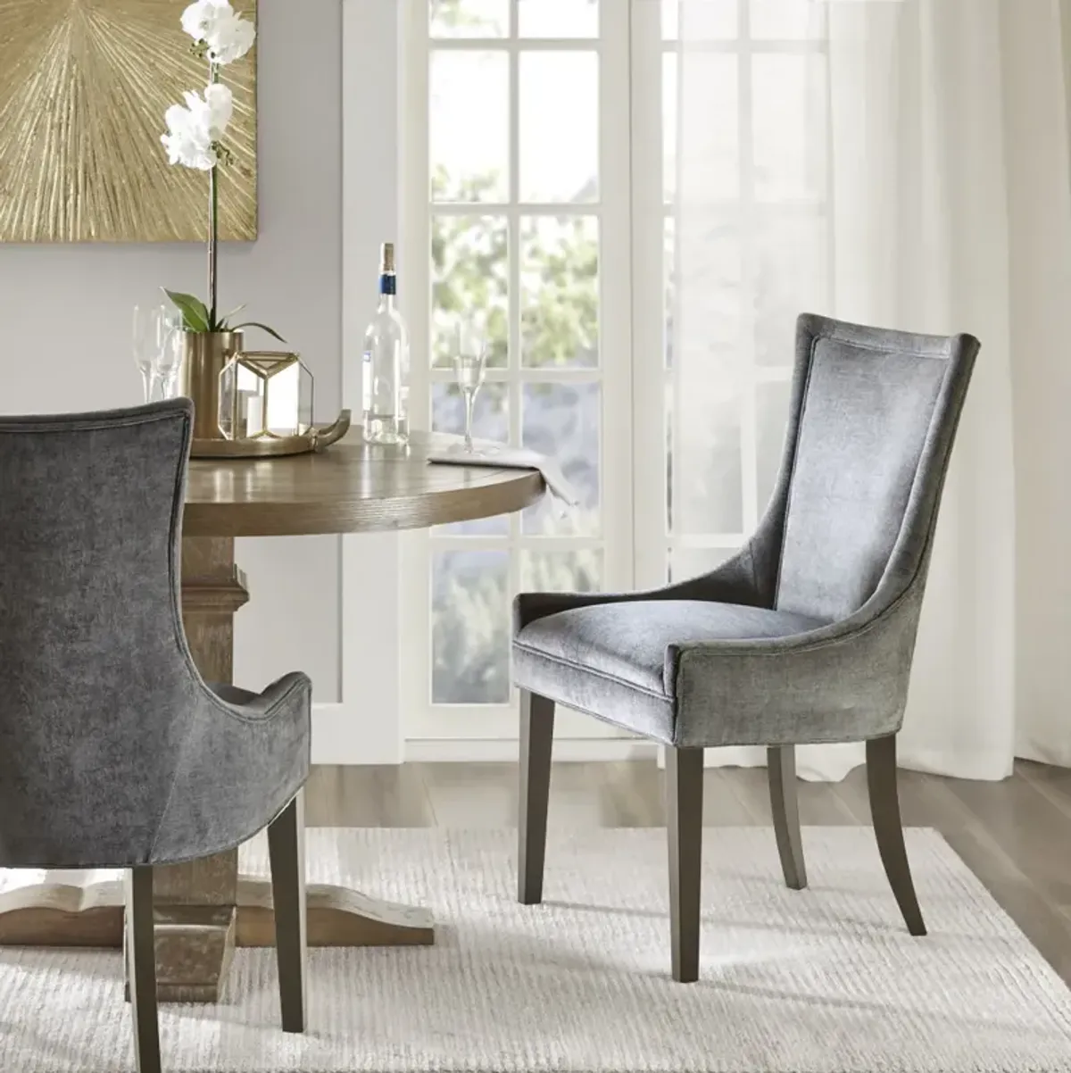 Madison Park Signature Ultra Dark Gray Dining Side Chair (set of 2)