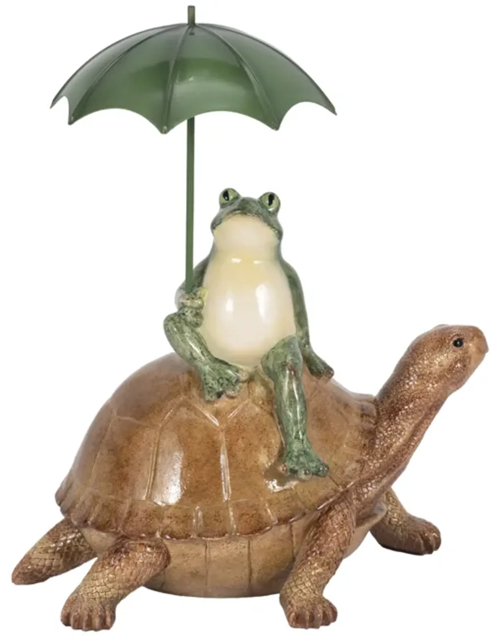 13" Frog On Turtle With Umbrella, Multi