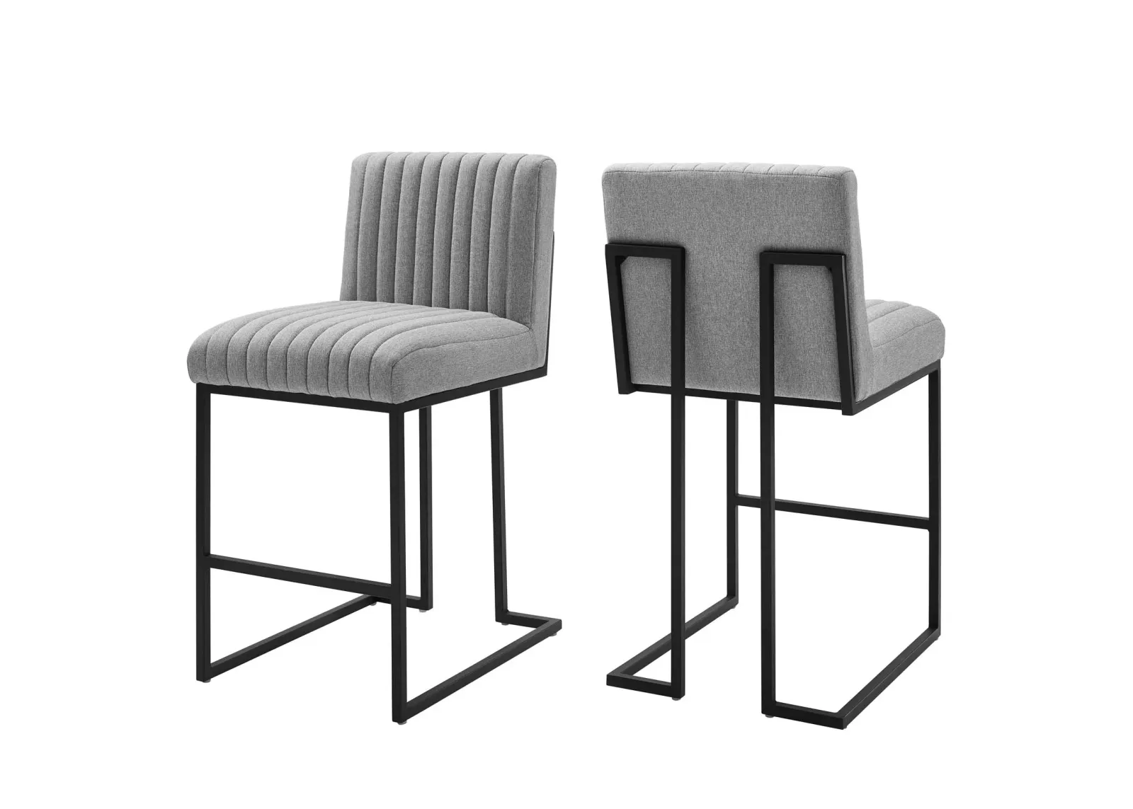 Indulge Channel Tufted Fabric Counter Stools - Set of 2