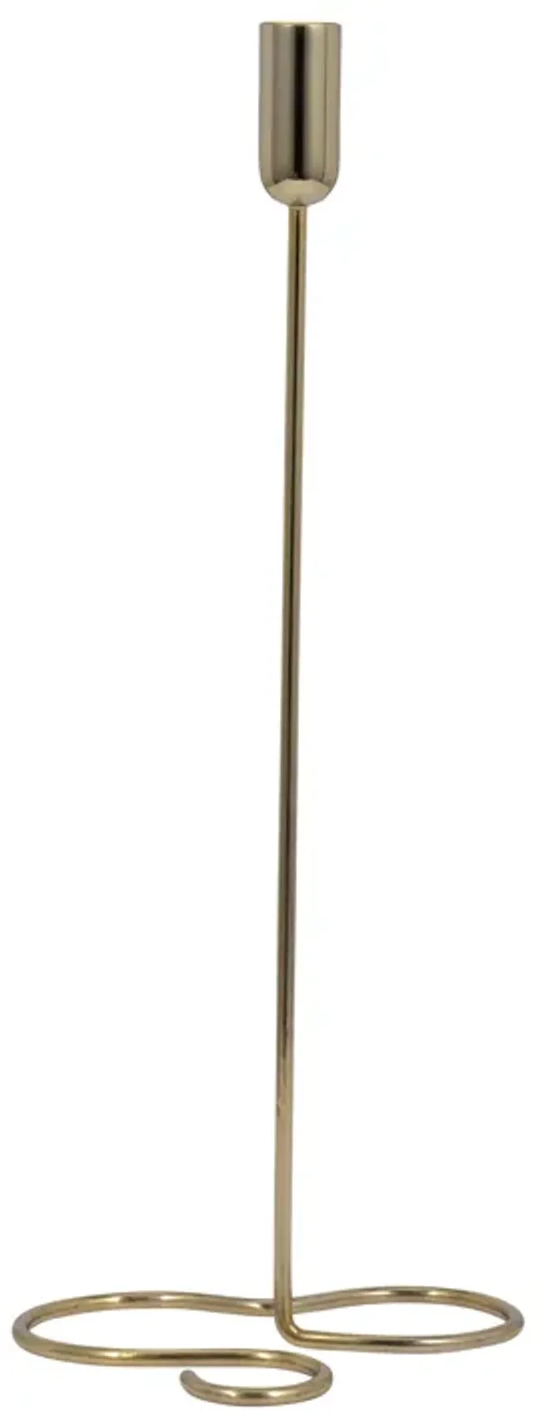 Metal, 16" Squiggly Base Taper Candleholder, Gold