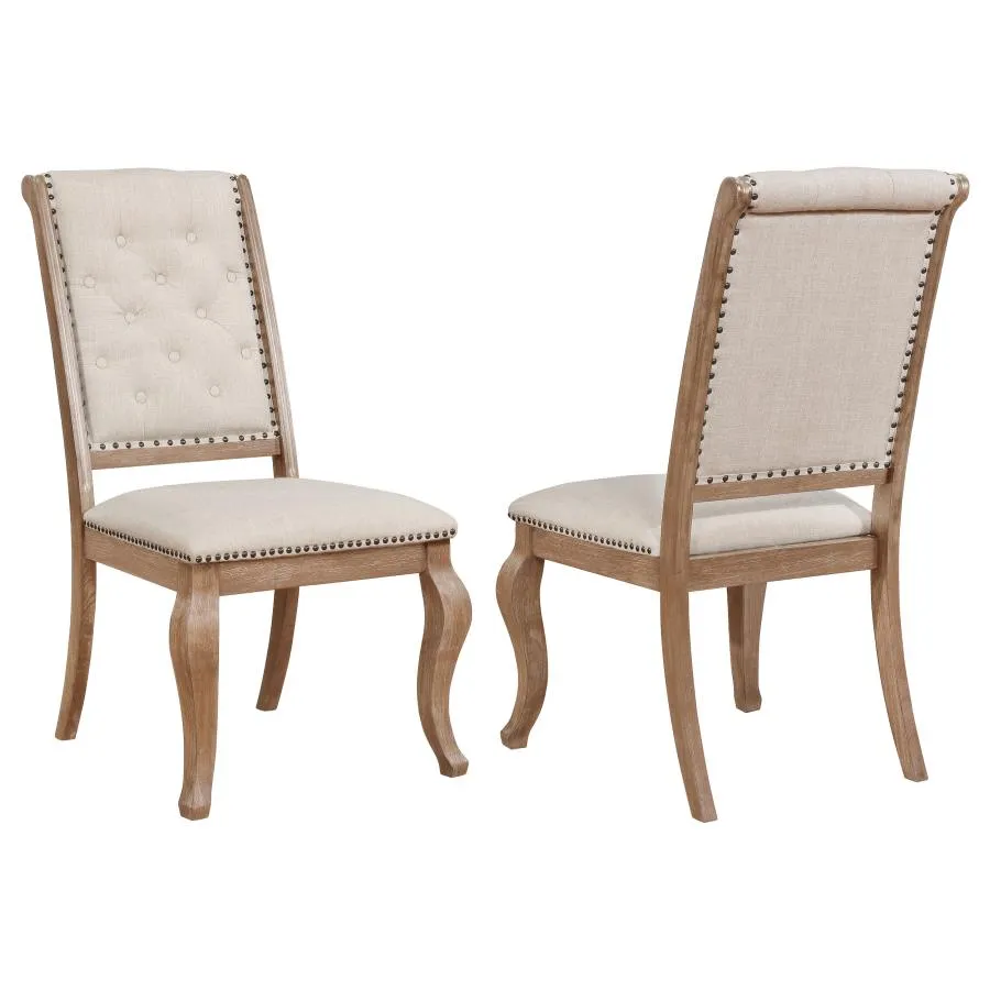 Adeline Tufted Side Chairs Cream And Barley Brown (Set of 2)