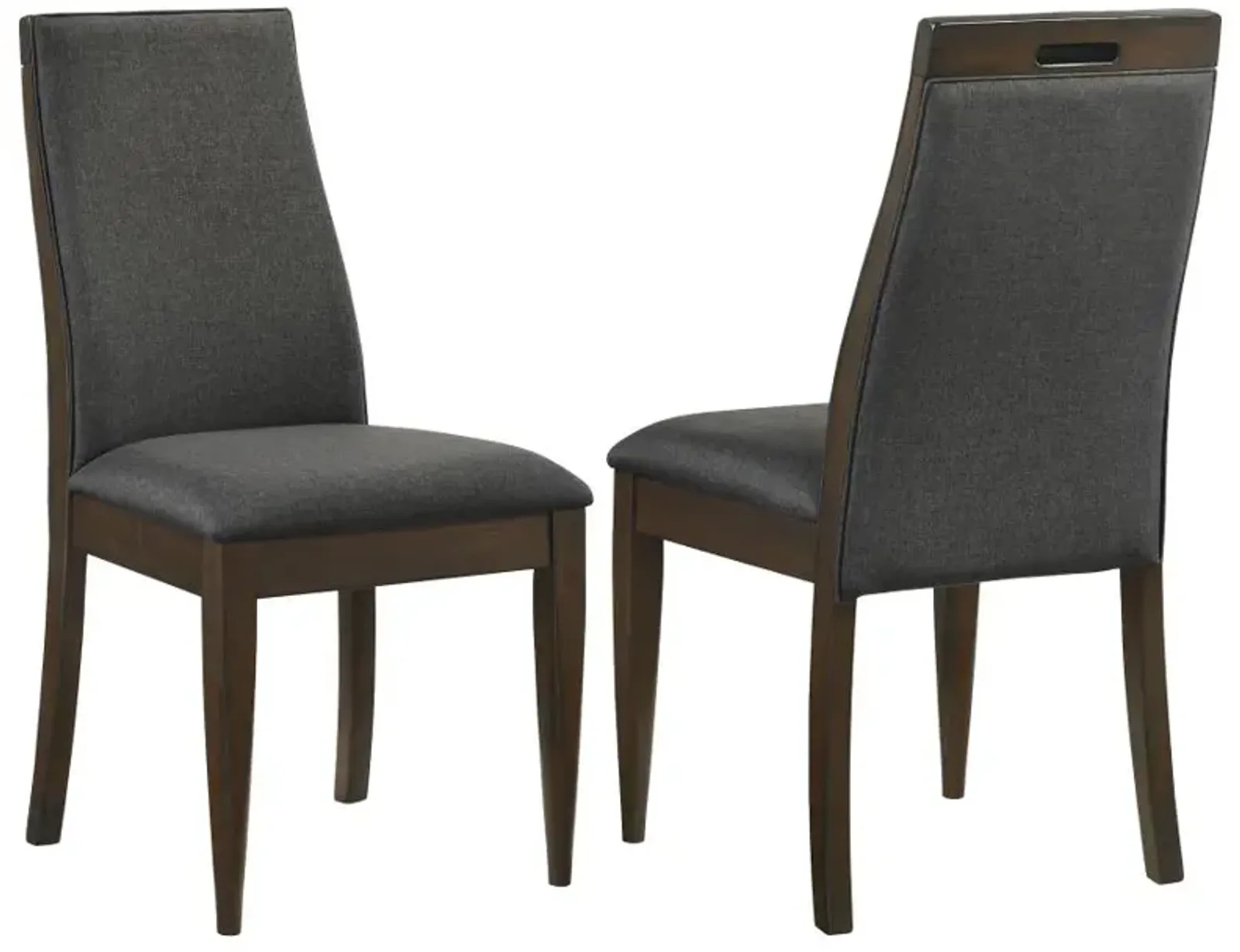 Wes Upholstered Side Chair (Set of 2) Grey and Dark Walnut