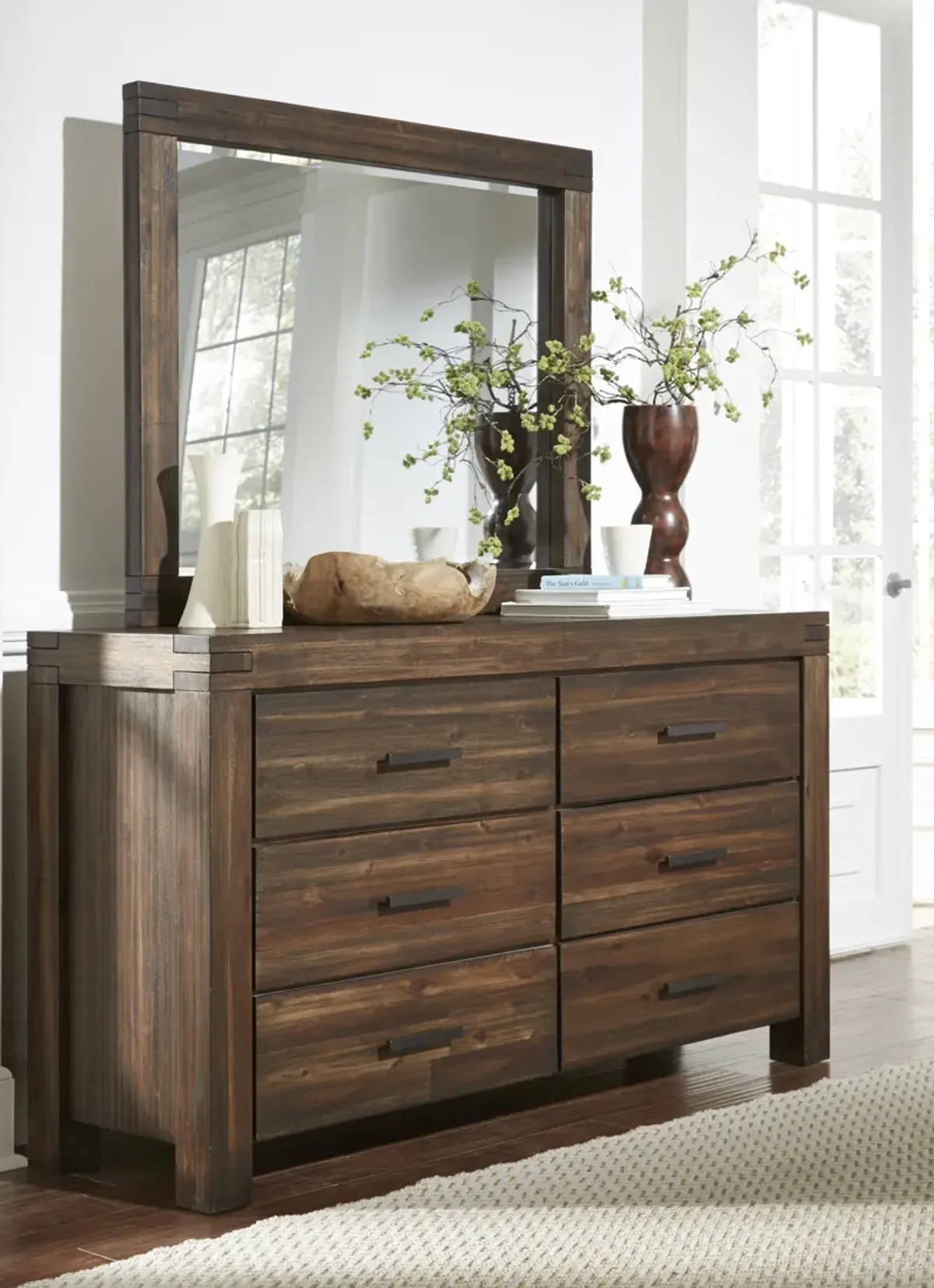 Meadow Six Drawer Solid Wood Dresser in Brick Brown (2024)