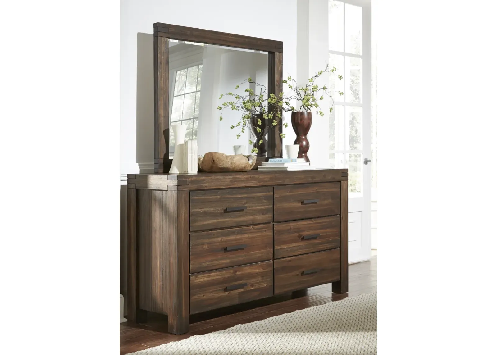 Meadow Six Drawer Solid Wood Dresser in Brick Brown (2024)