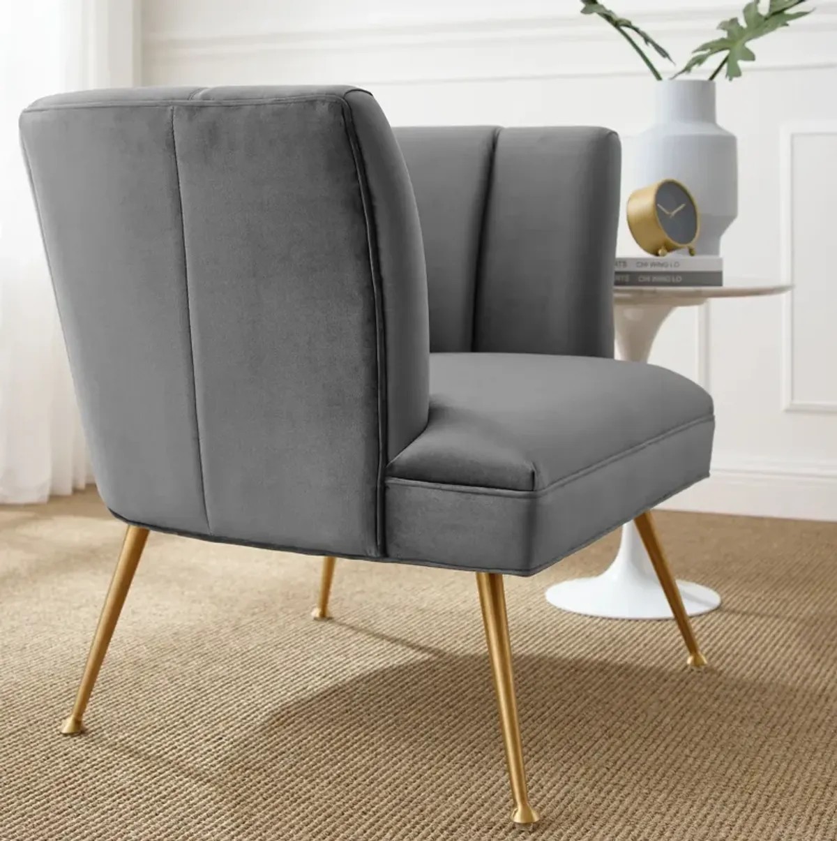 Veronica Channel Tufted Performance Velvet Armchair