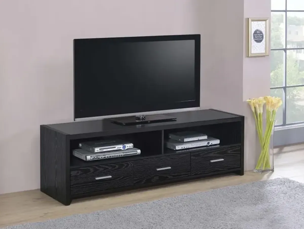 Alton 62" 3-drawer TV Console Black Oak