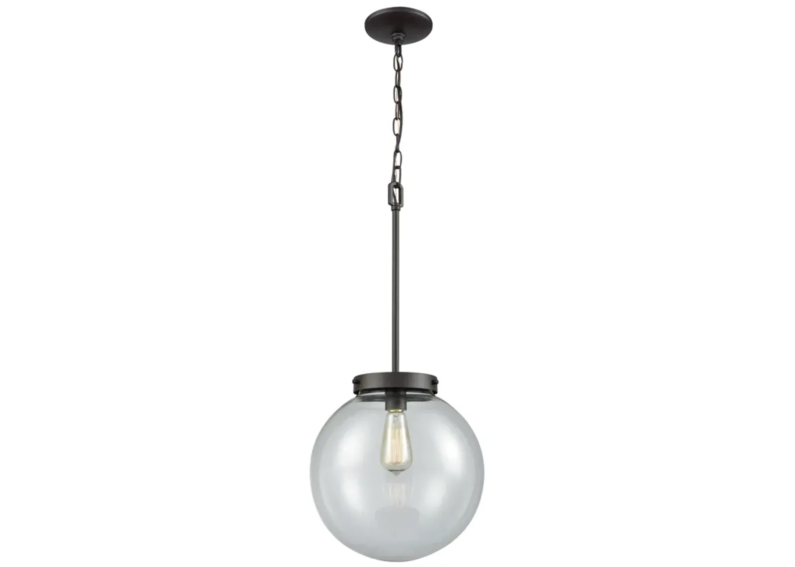 Beckett 12" Wide 1-Light Mini Pendant - Oil Rubbed Bronze with Clear Glass