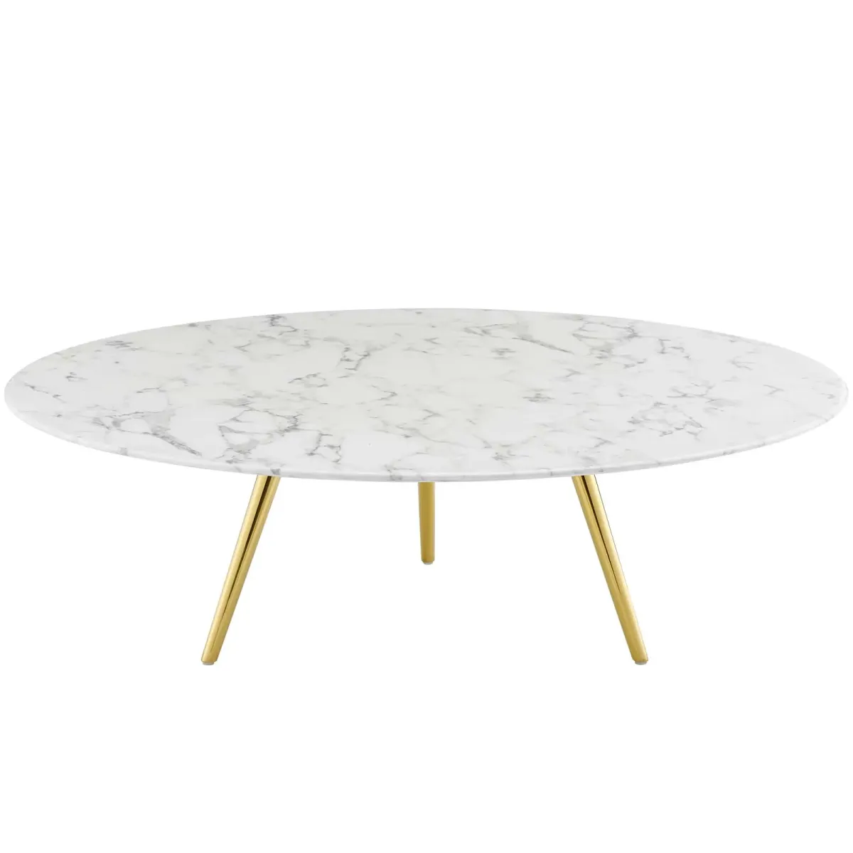 Lippa 47" Round Artificial Marble Coffee Table with Tripod Base