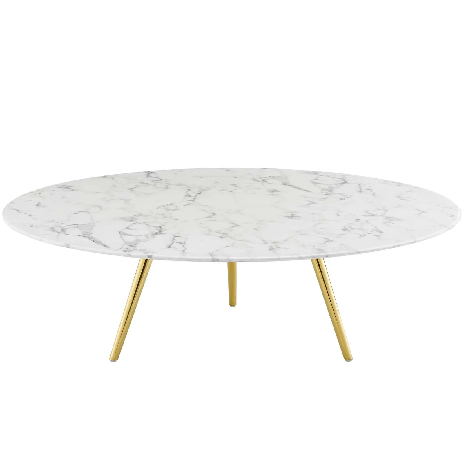 Lippa 47" Round Artificial Marble Coffee Table with Tripod Base