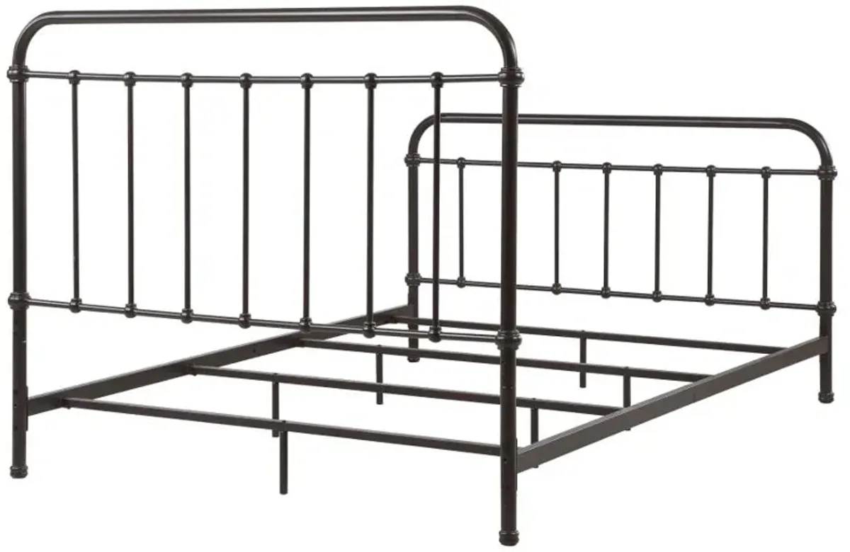 Livingston California King Panel Metal Bed Dark Bronze