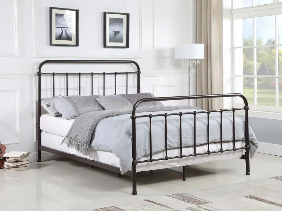 Livingston California King Panel Metal Bed Dark Bronze