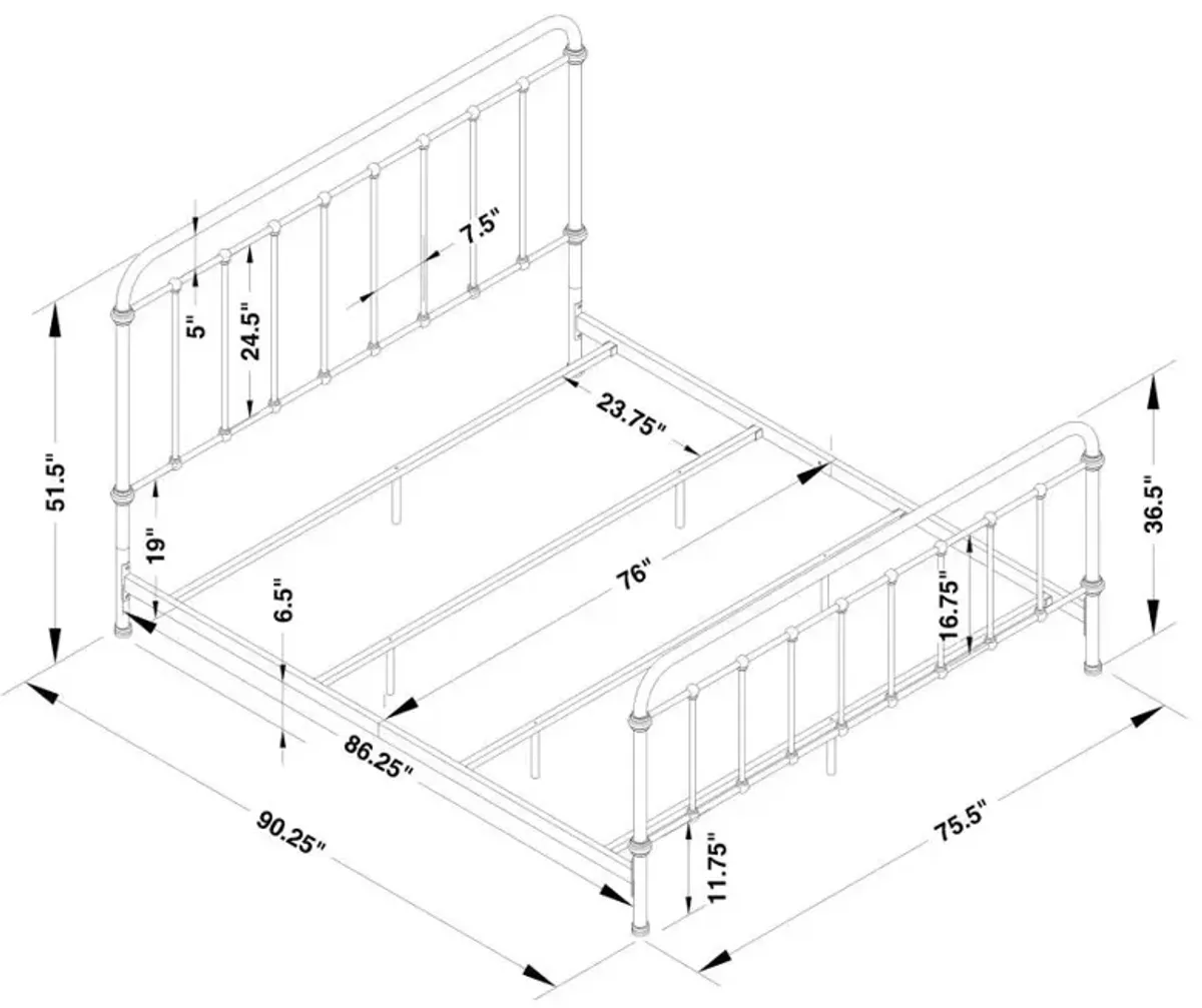 Livingston California King Panel Metal Bed Dark Bronze