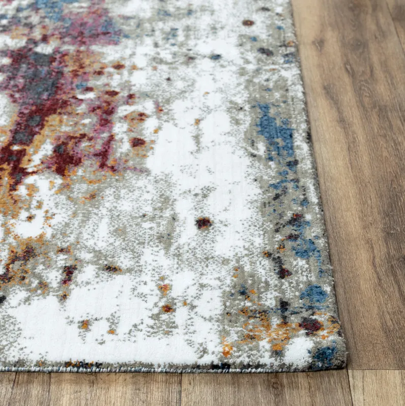 Signature Cream/Blue  Recycled Polyester 2'6" x 8' Runner Rug