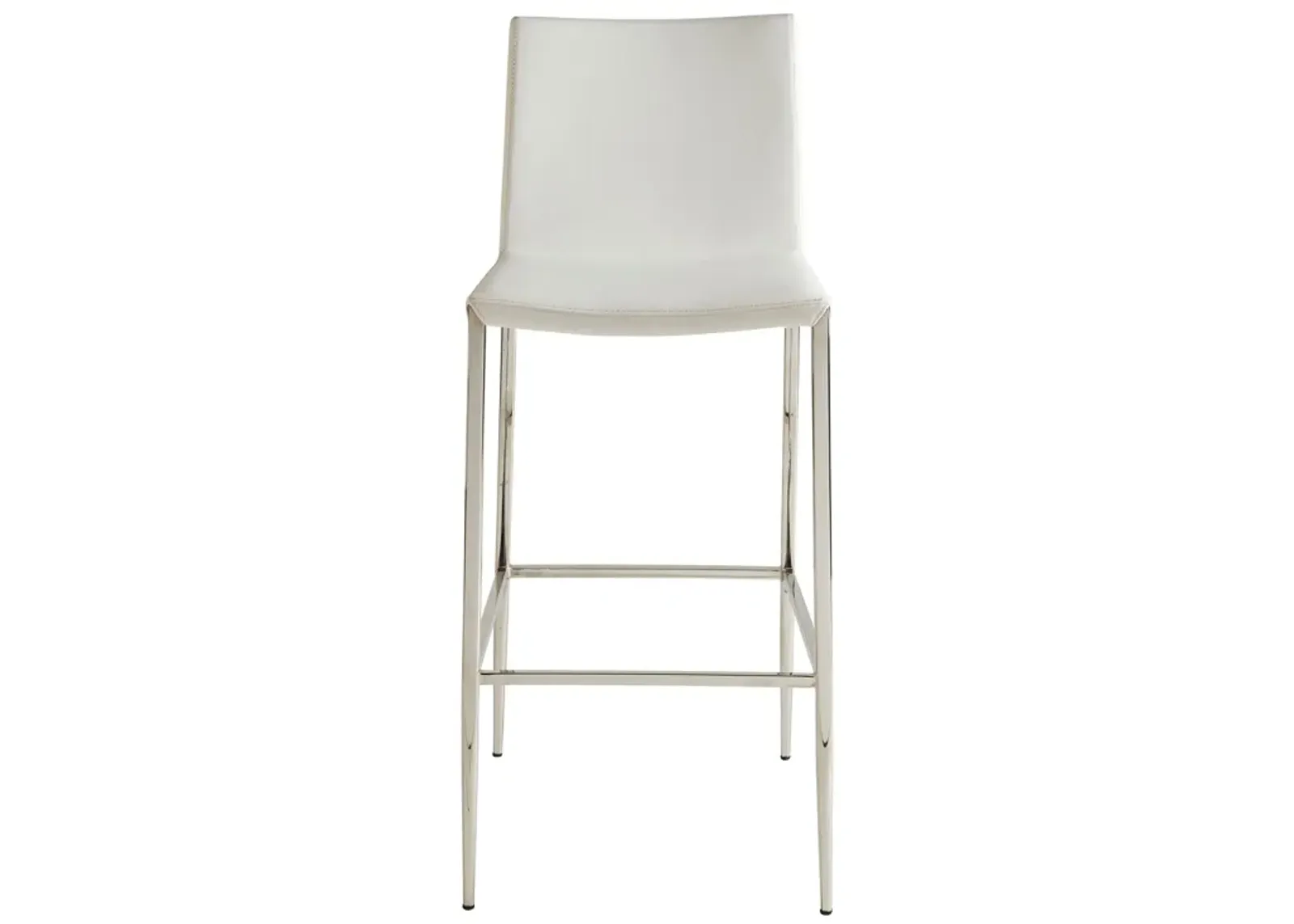 Diana-B Bar Stool in White with Polished Stainless Steel