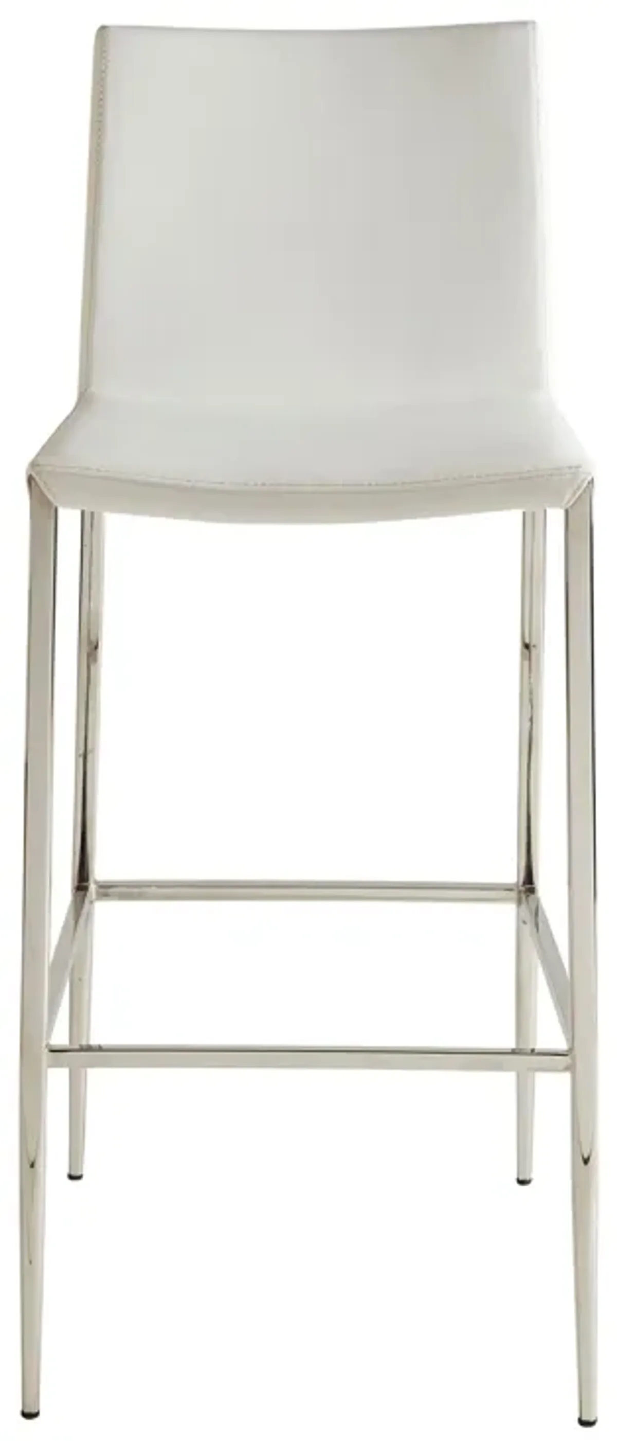 Diana-B Bar Stool in White with Polished Stainless Steel