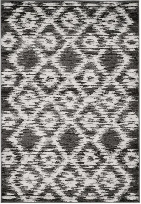 Adirondack Contemporary Charcoal / Ivory 2'-6" X 8' Powerloomed Rug