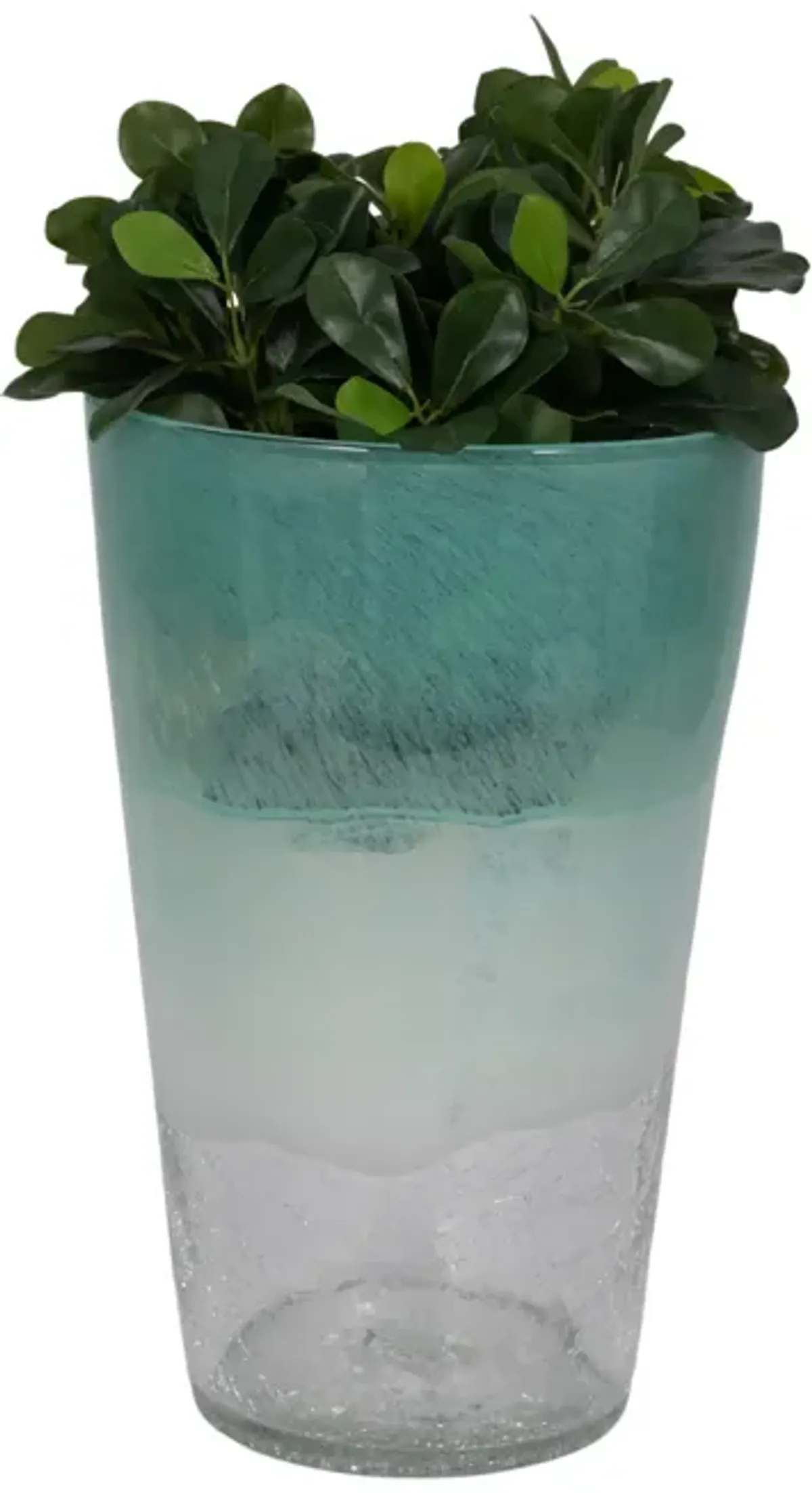 14" Fluted Glass Vase, Aqua Haze