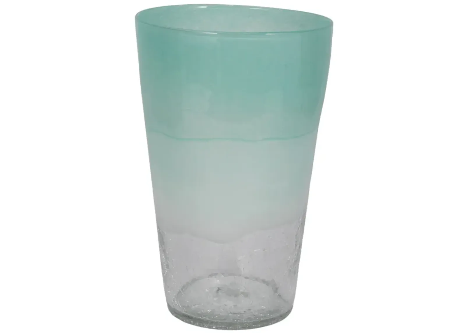 14" Fluted Glass Vase, Aqua Haze