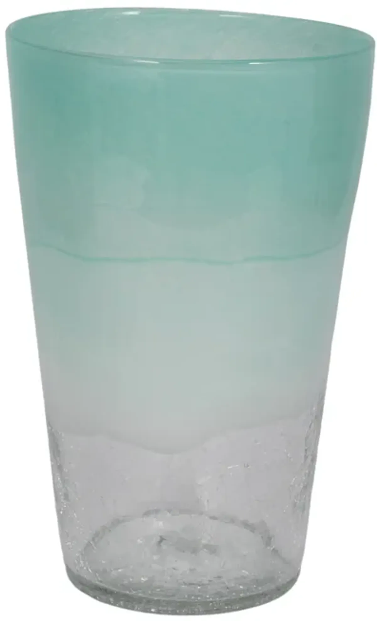 14" Fluted Glass Vase, Aqua Haze