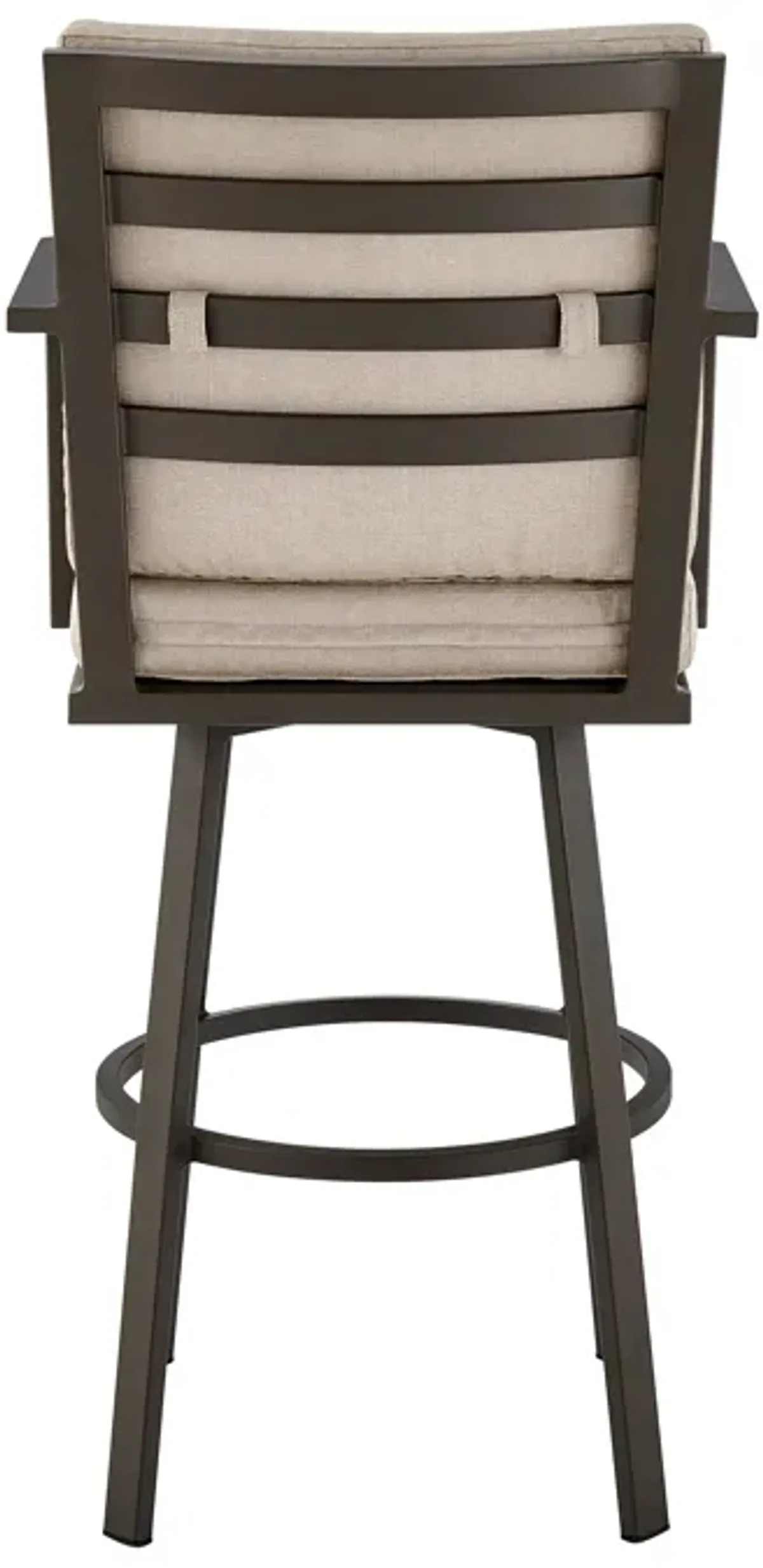 Don 30" Outdoor Patio Swivel Bar Stool in Brown Aluminum with Cushions