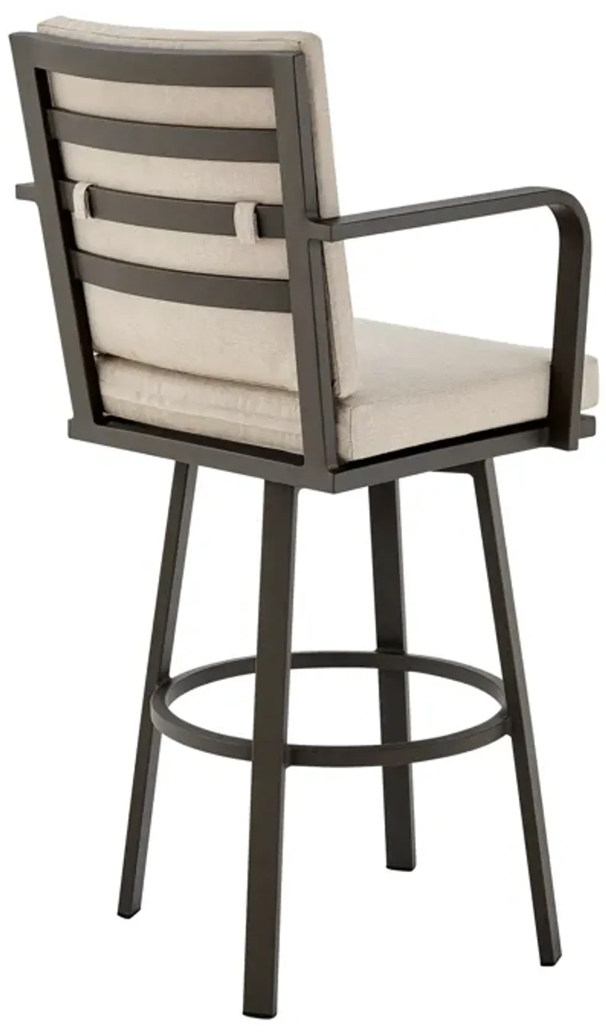 Don 30" Outdoor Patio Swivel Bar Stool in Brown Aluminum with Cushions