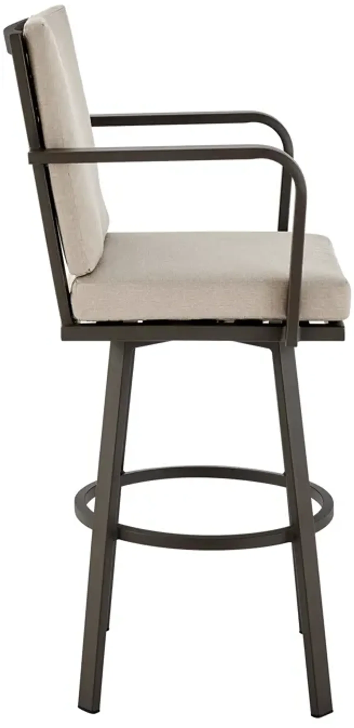 Don 30" Outdoor Patio Swivel Bar Stool in Brown Aluminum with Cushions