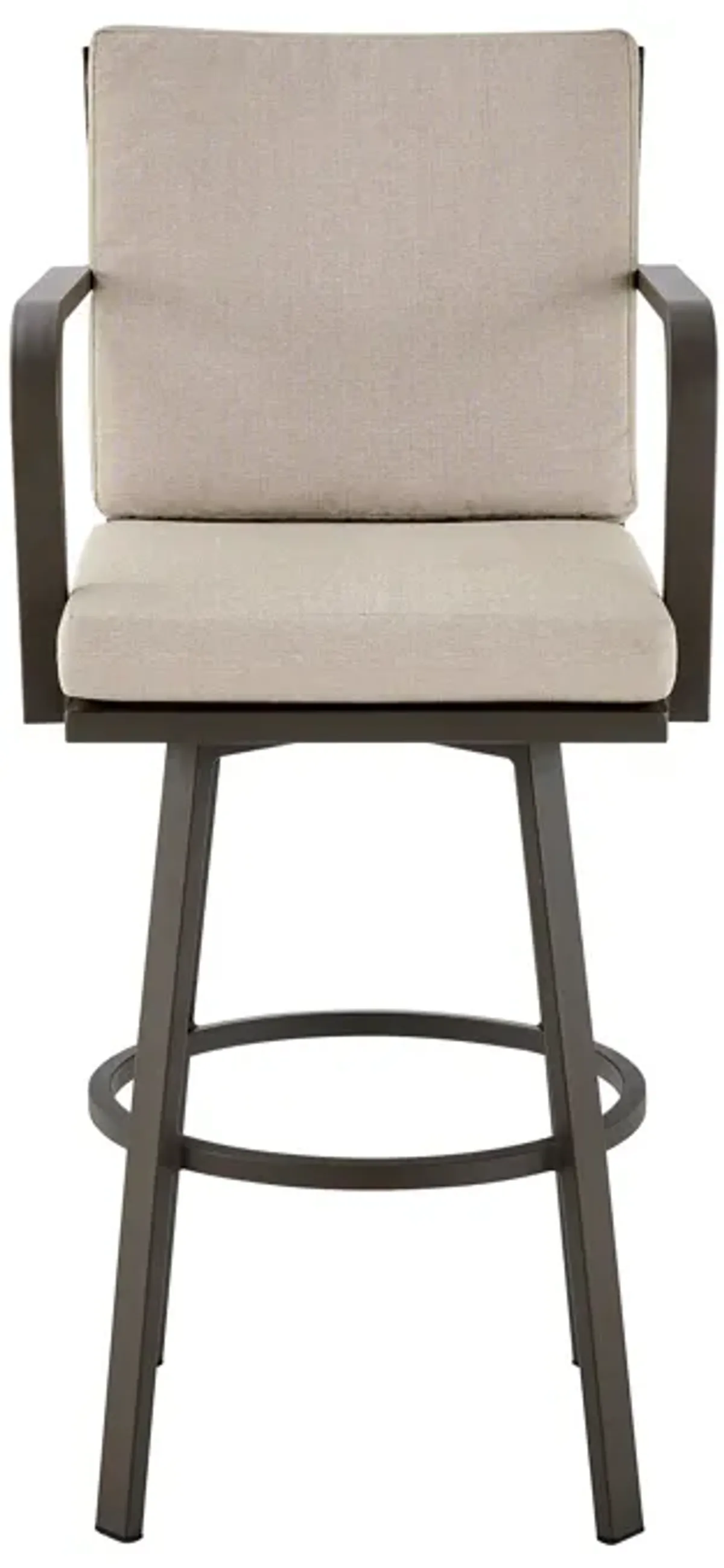 Don 30" Outdoor Patio Swivel Bar Stool in Brown Aluminum with Cushions