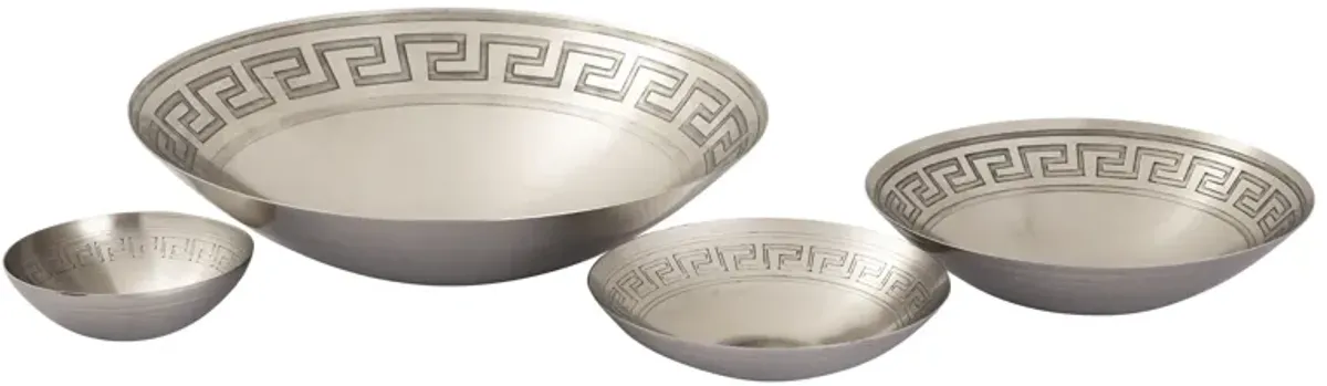 Greek Key Centerpiece Bowl - Nickel