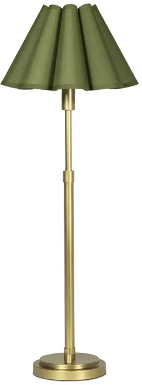 Polly Buffet Lamp (Natural Brass with Green Scalloped Shade)