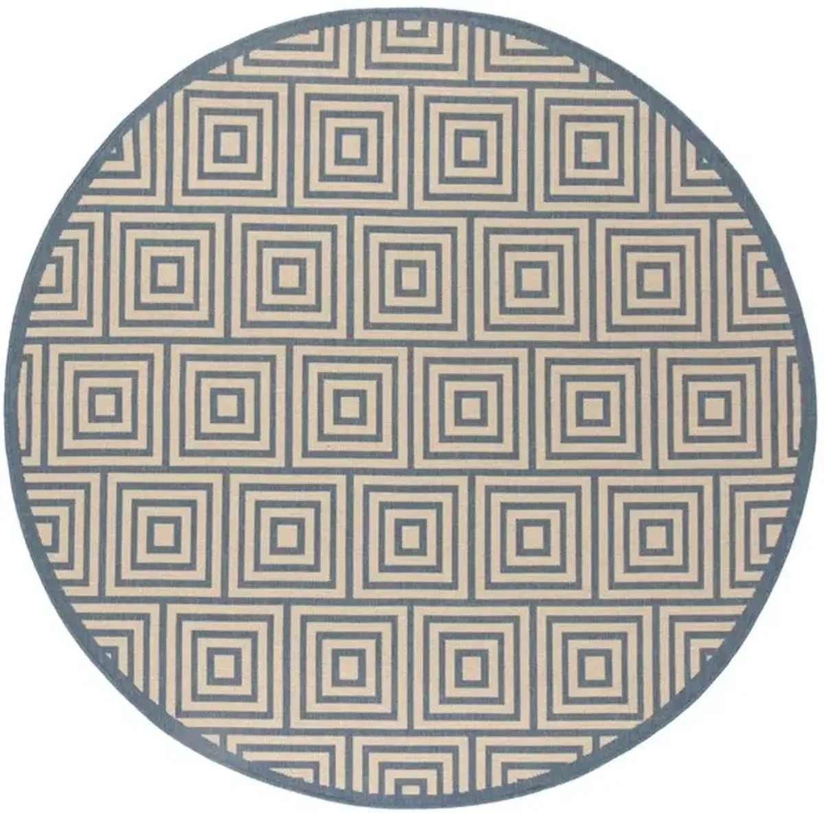 LINDEN 173 Collection LND173N-6R Cream / Blue 6'-7" X 6'-7" Round