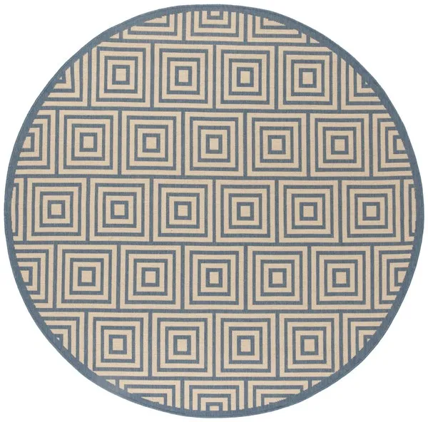 LINDEN 173 Collection LND173N-6R Cream / Blue 6'-7" X 6'-7" Round