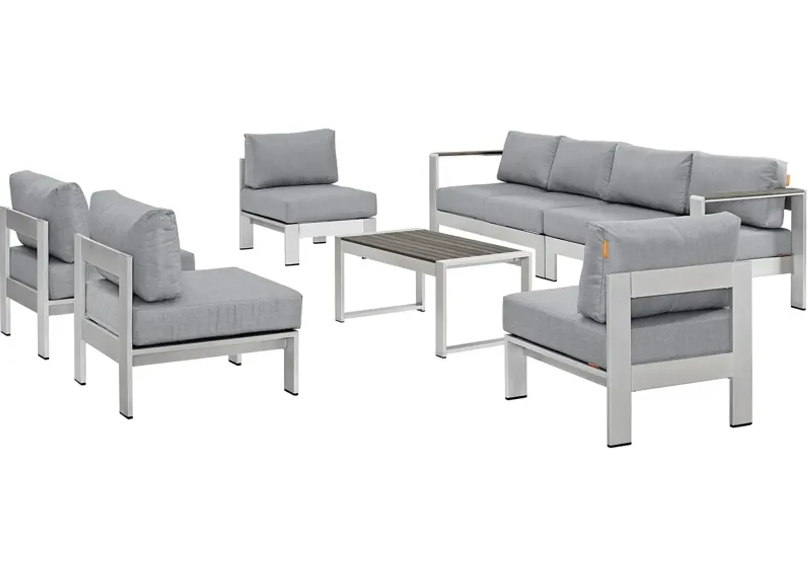 Shore 7 Piece Outdoor Patio Sectional Sofa Set