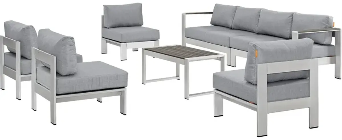 Shore 7 Piece Outdoor Patio Sectional Sofa Set