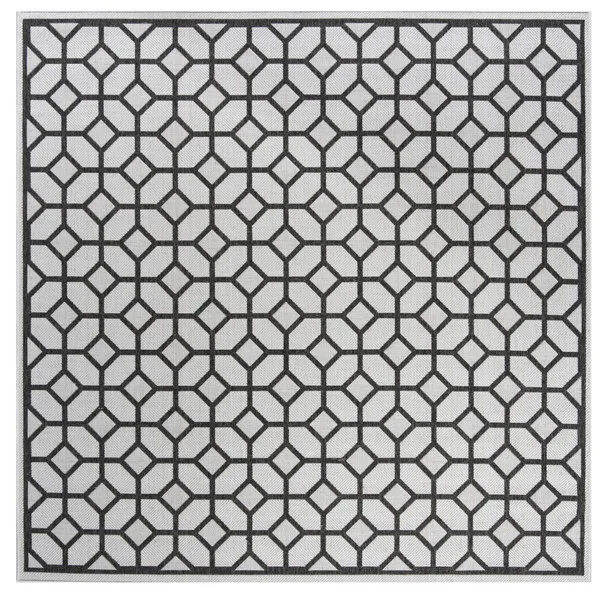 LINDEN 127 Collection LND127A-6SQ Light Grey / Charcoal 6'-7" X 6'-7" Square