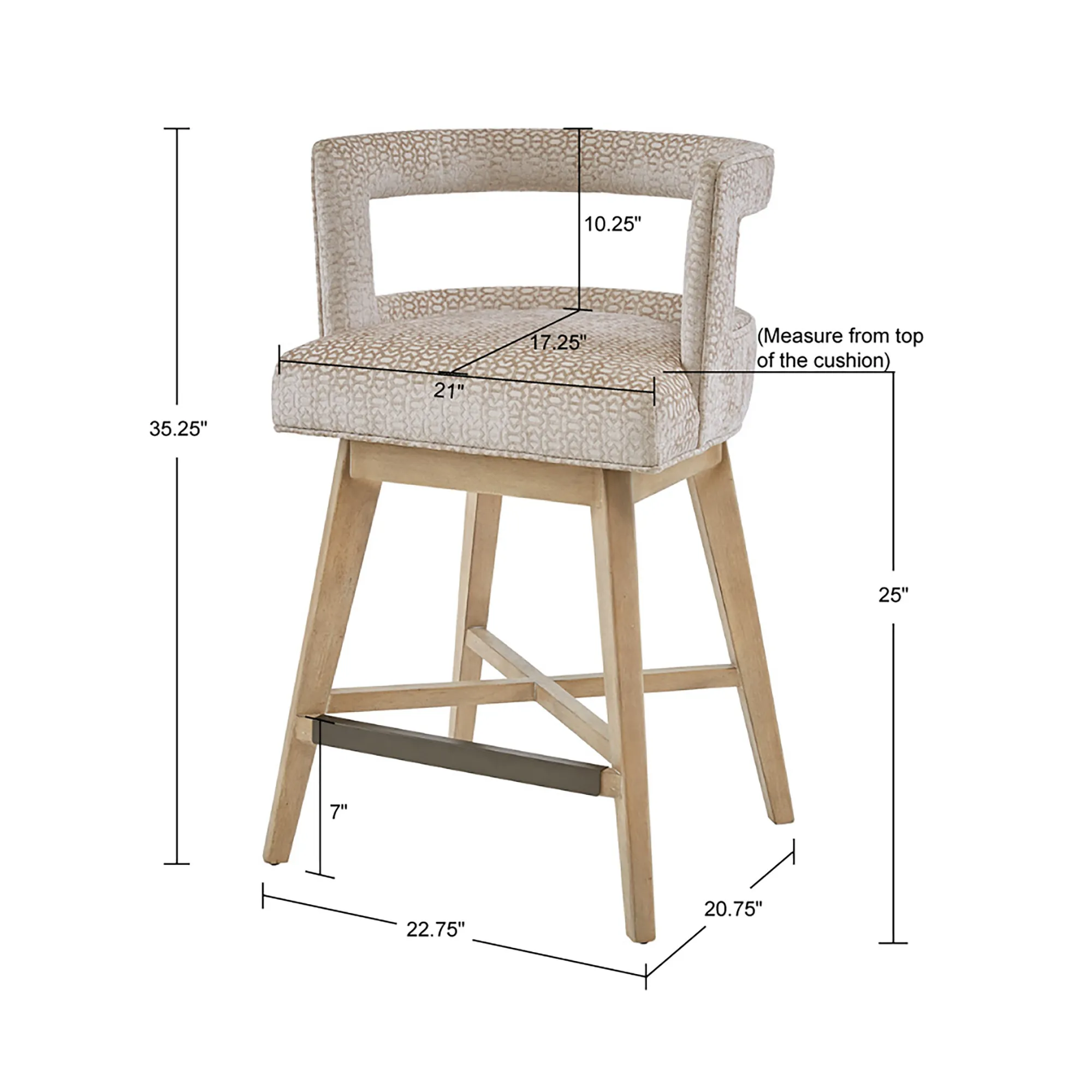 Madison Park Glenwood Cream Swivel Counter Stool