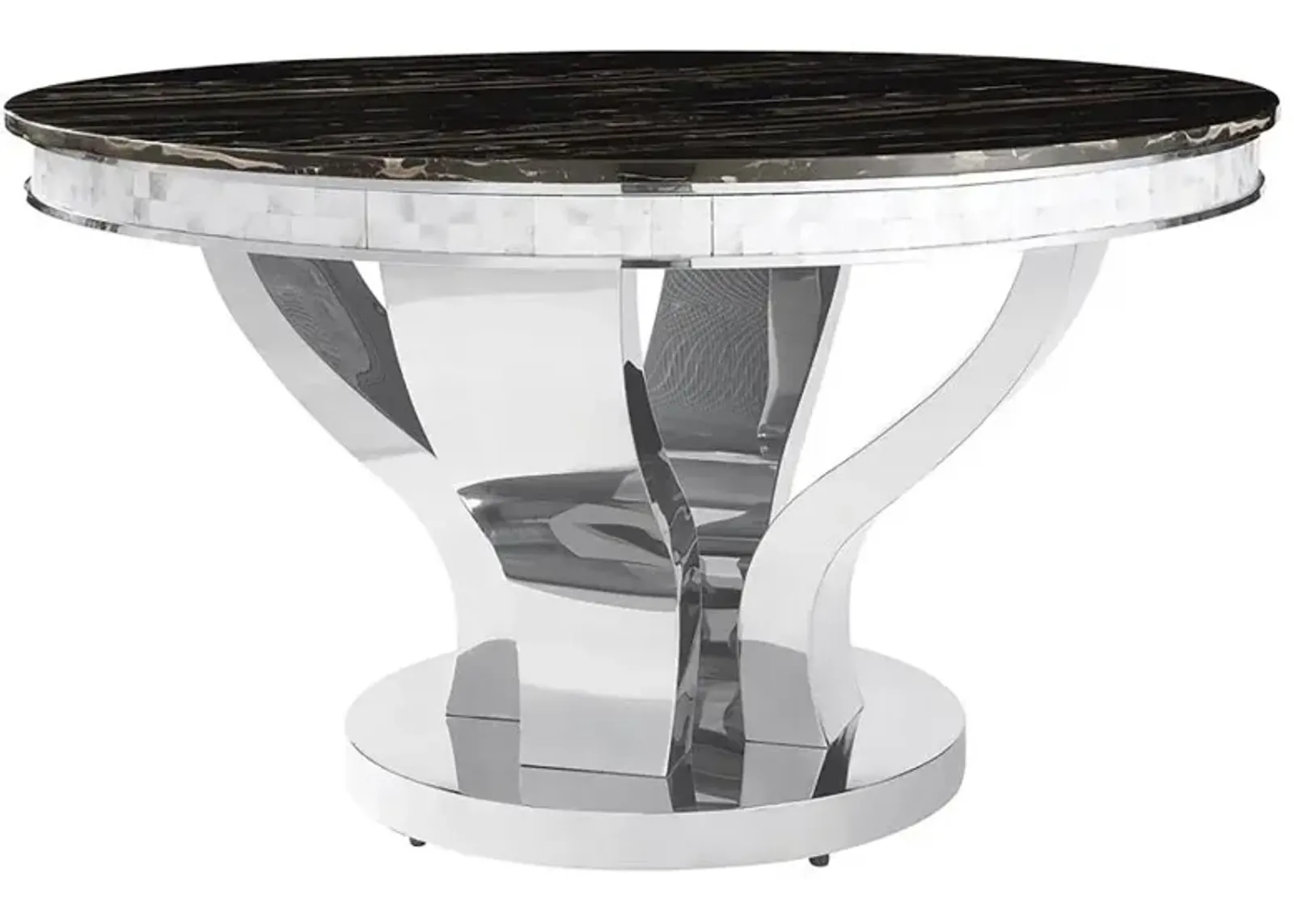 Anchorage Round Dining Table Chrome and Black