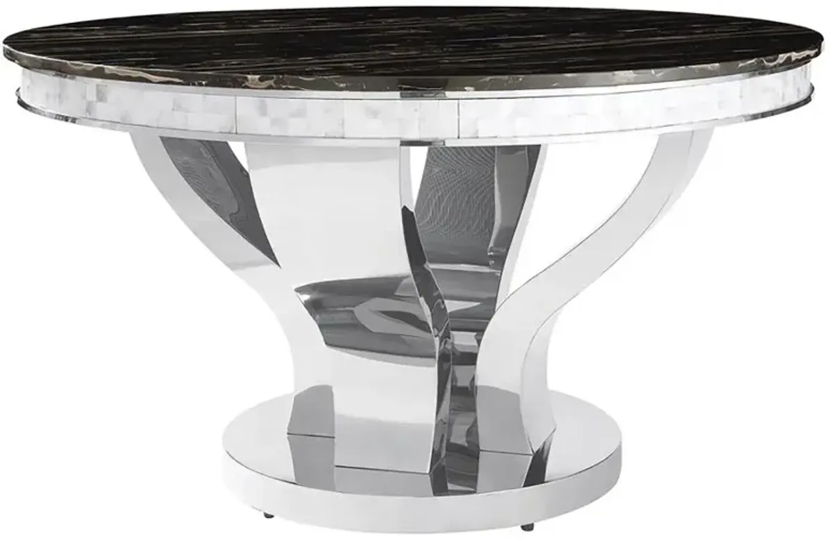 Anchorage Round Dining Table Chrome and Black