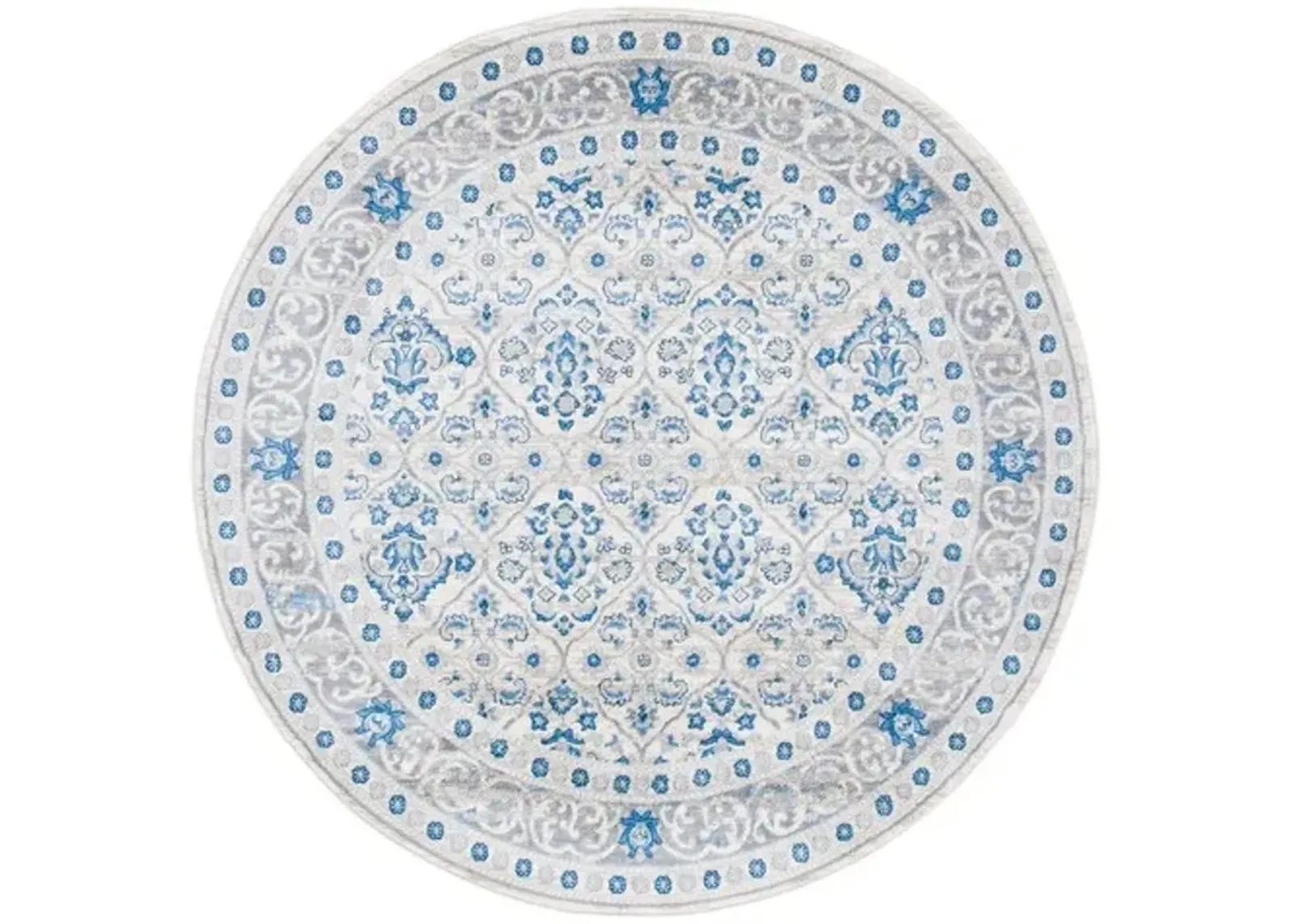 Brentwood 870 Ivory / Blue 6'-7" X 6'-7" Round Round Powerloomed Rug