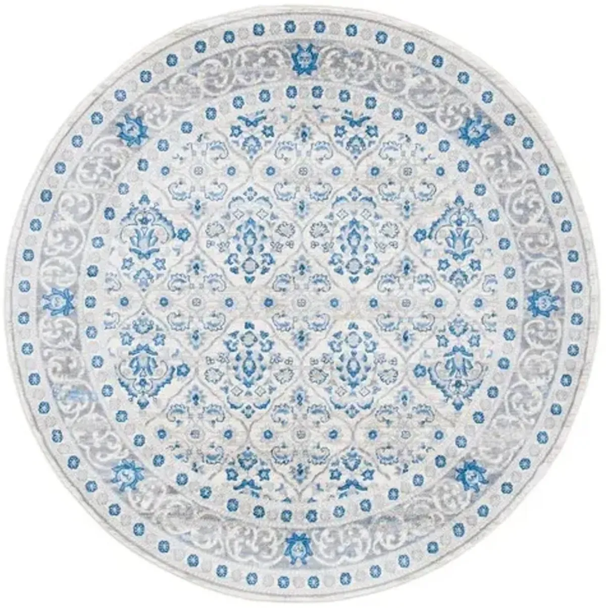 Brentwood 870 Ivory / Blue 6'-7" X 6'-7" Round Round Powerloomed Rug