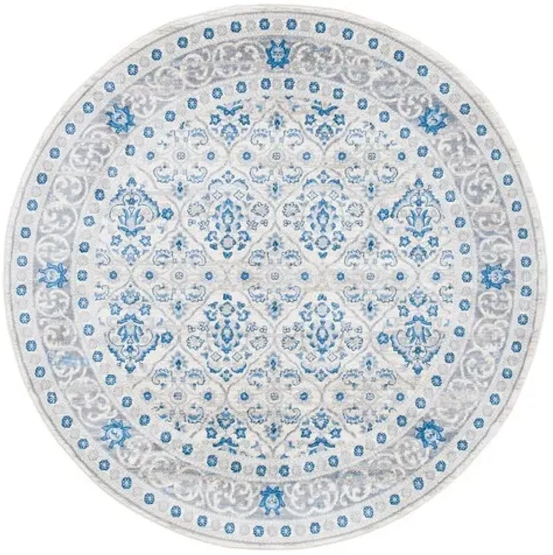 Brentwood 870 Ivory / Blue 6'-7" X 6'-7" Round Round Powerloomed Rug