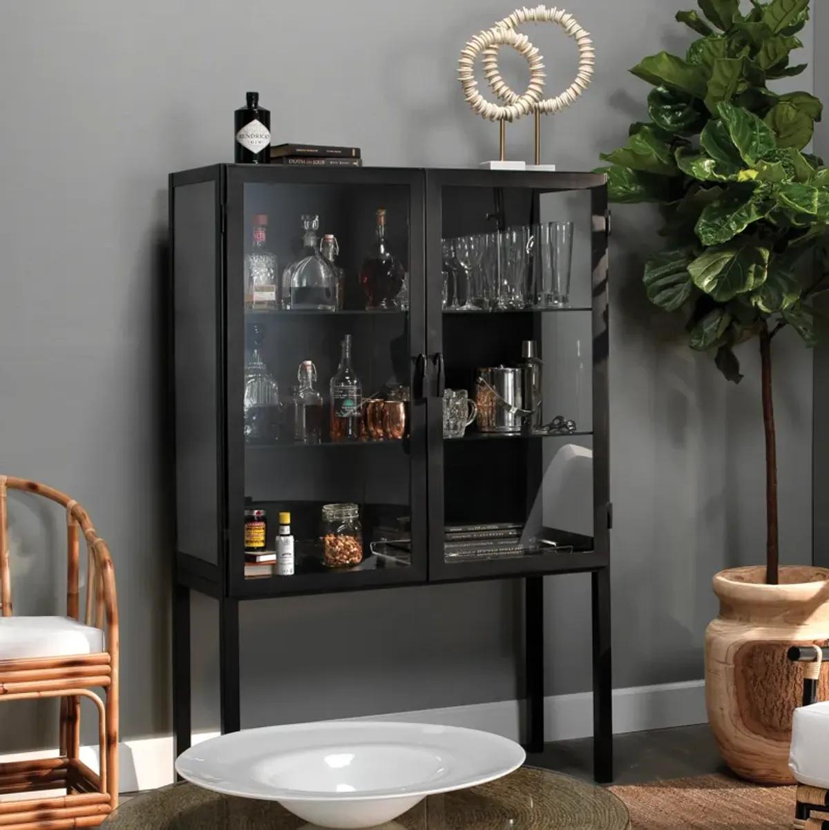 Chauncey Wide Curio Bar Cabinet