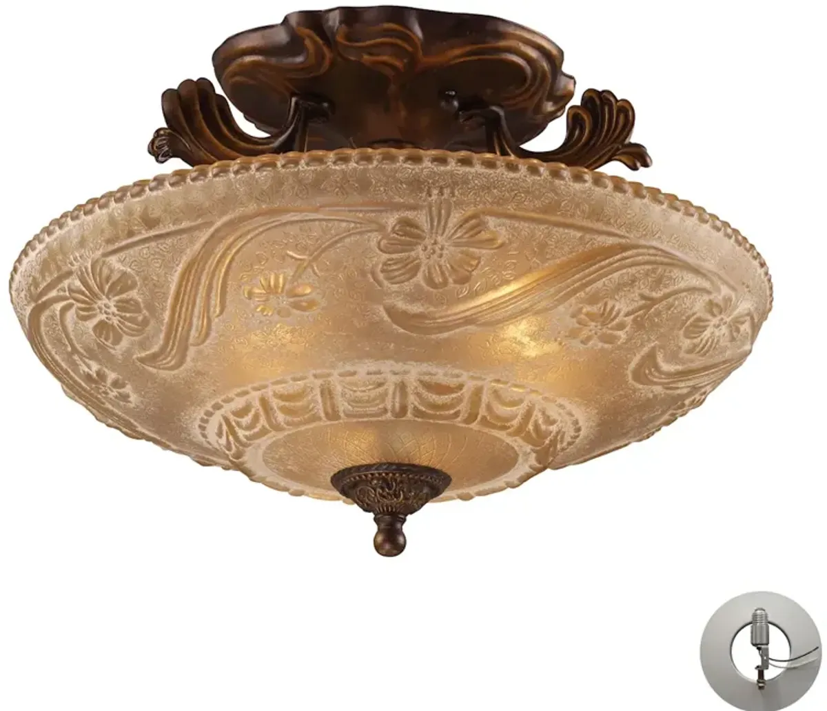 Restoration 16" Wide 3-Light Semi Flush Mount - Golden Bronze