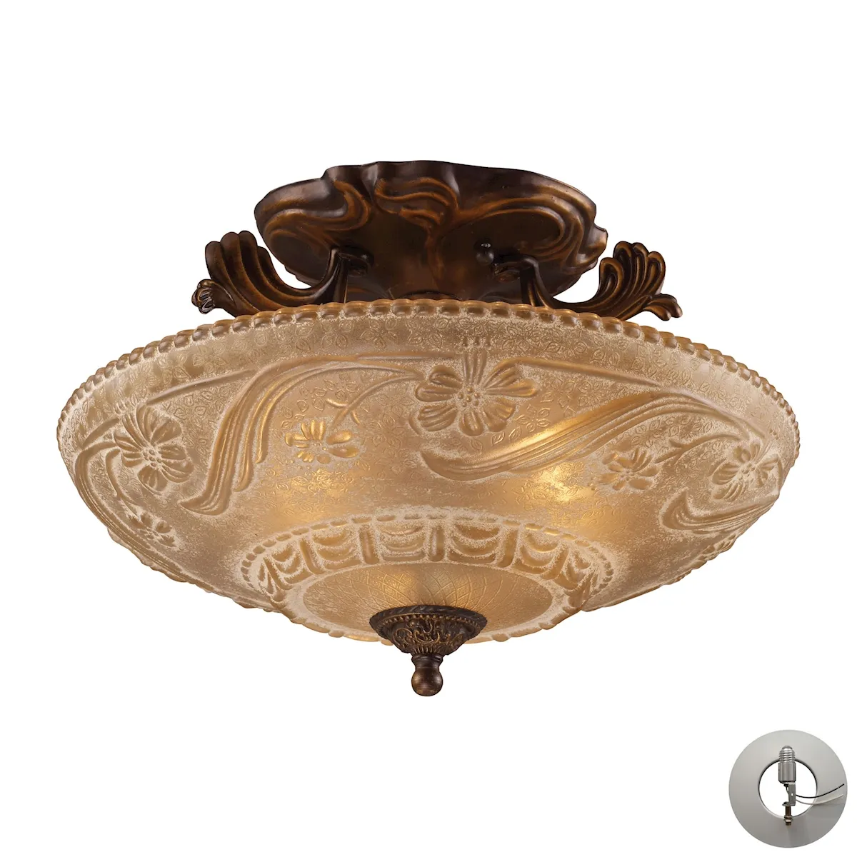 Restoration 16" Wide 3-Light Semi Flush Mount - Golden Bronze