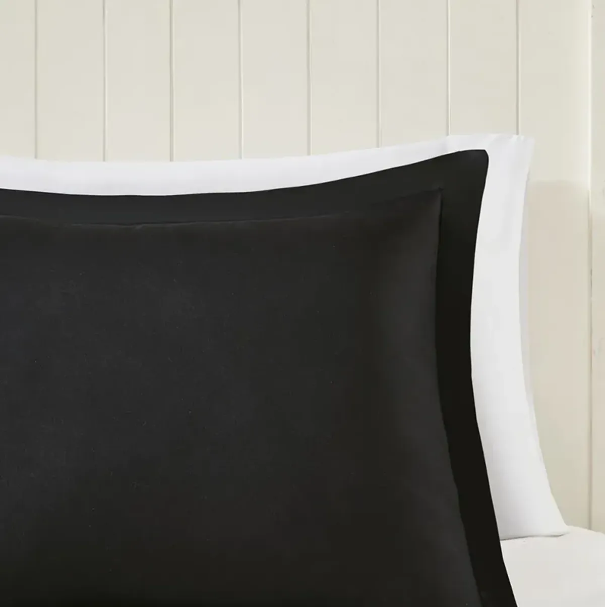 Madison Park Essentials Larkspur Black/Black 3M Scotchgard Diamond Quilting Reversible Down Alternative Comforter Set