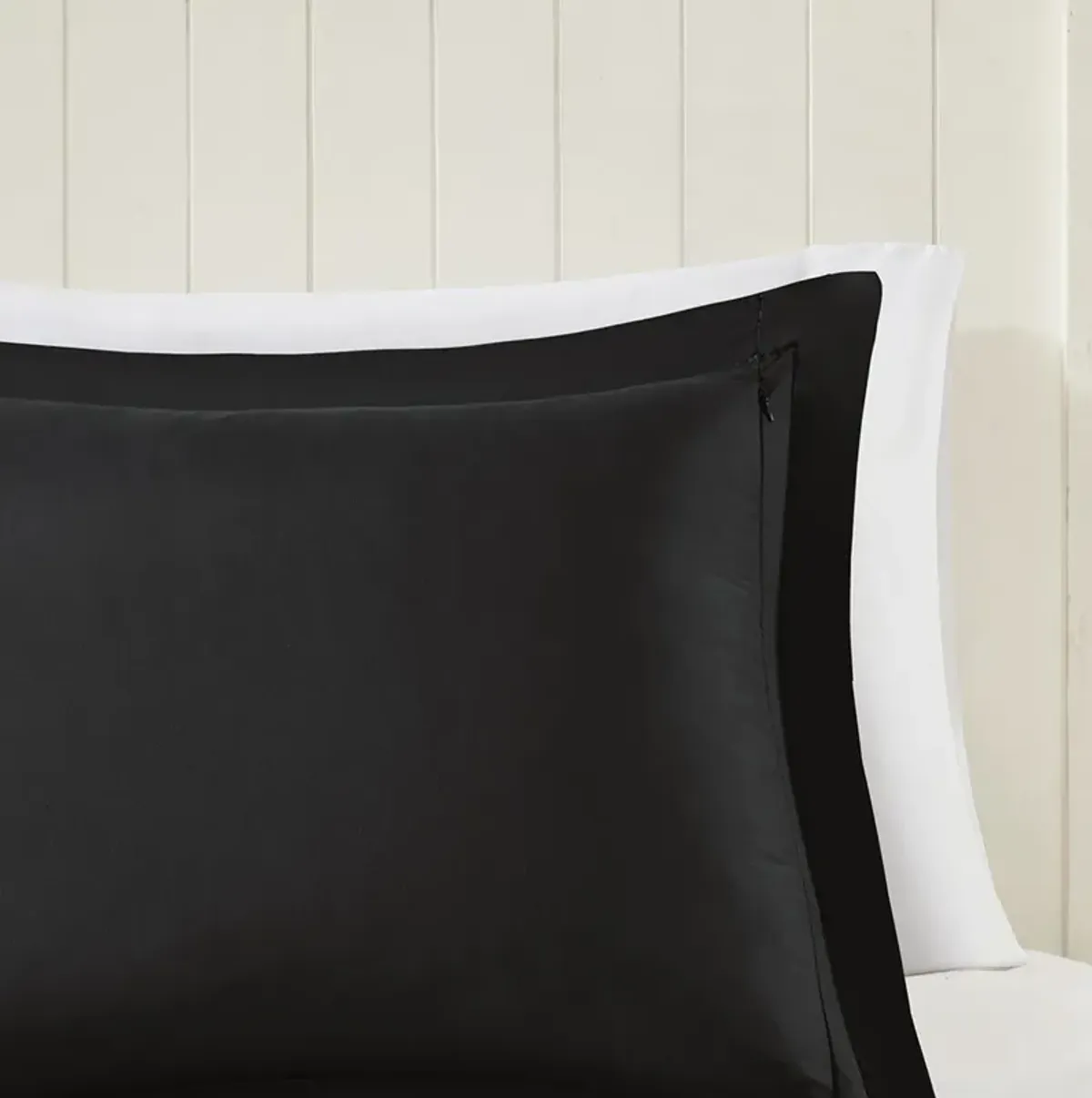 Madison Park Essentials Larkspur Black/Black 3M Scotchgard Diamond Quilting Reversible Down Alternative Comforter Set