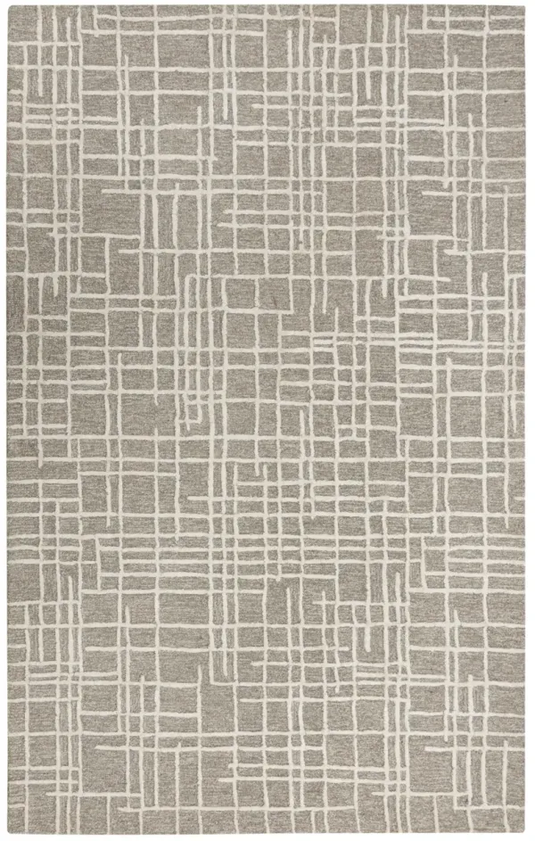 Jazz Gray/Natural Geometric Wool/Tencel 5' x 7'6" Rectangle Rug