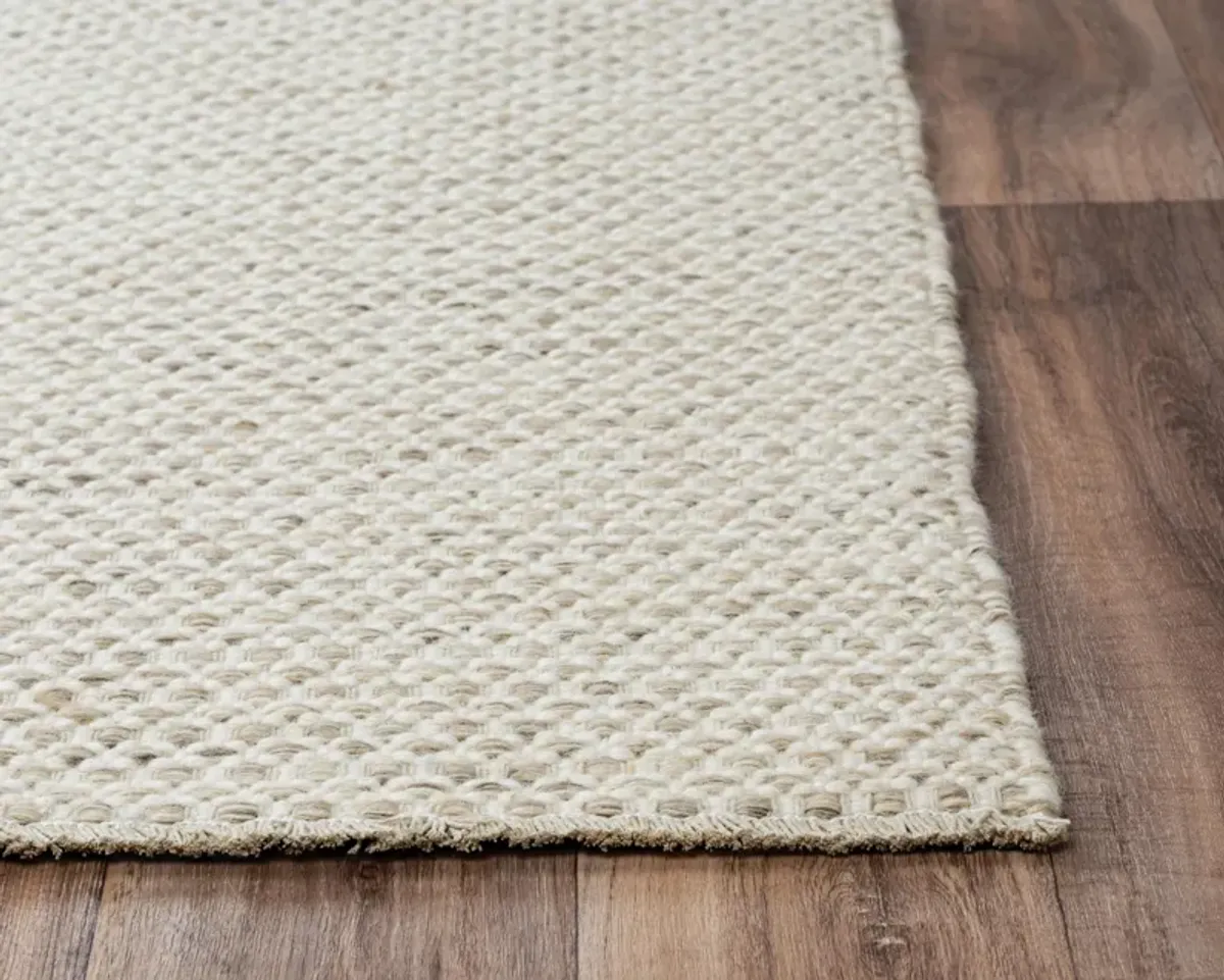 Windsor Beige Basket weave Wool 8'6" x 11'6" Rectangle Rug