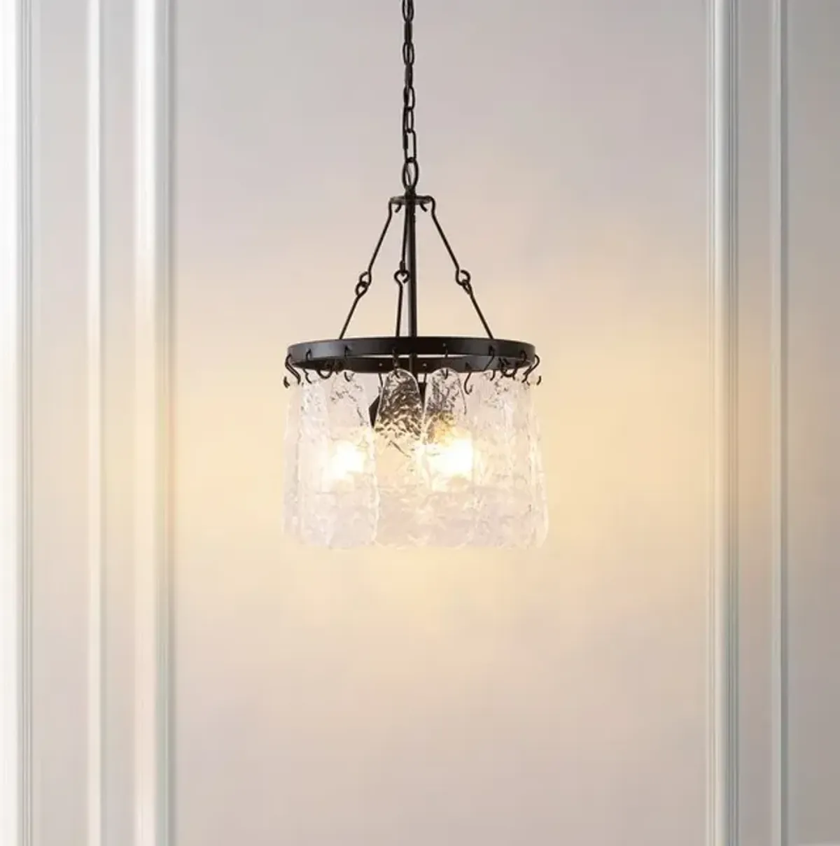 THRYSSA, 3 LIGHT, 15 INCH, BLACK/CLEAR, IRON/GLASS CHANDELIER