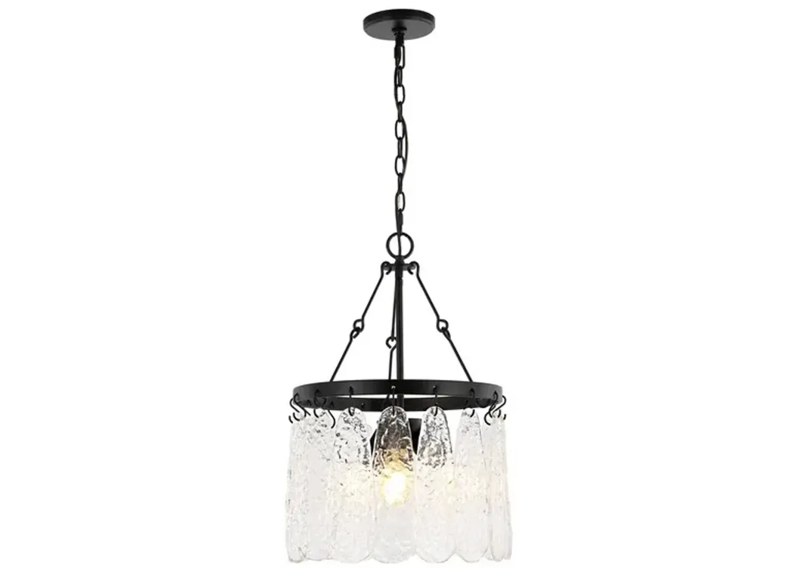 THRYSSA, 3 LIGHT, 15 INCH, BLACK/CLEAR, IRON/GLASS CHANDELIER