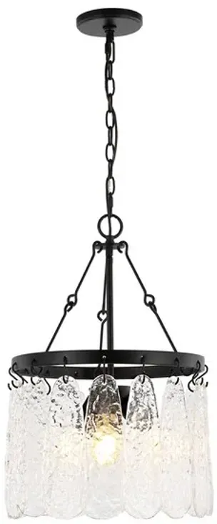 THRYSSA, 3 LIGHT, 15 INCH, BLACK/CLEAR, IRON/GLASS CHANDELIER